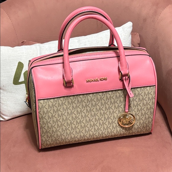 Michael Kors Handbags - Michael Kors Pink and Brown Satchel